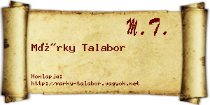 Márky Talabor névjegykártya